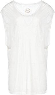 Semi Sheer Organic Linen Blend Mouwloze Top - maat S Ecru
