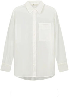 Semi-sheer tie detail shirt blouses w220303 - maat S Ecru