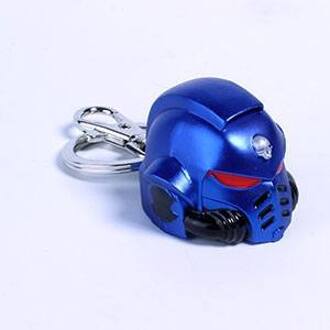 Semic Warhammer 40K Metal Keychain Space Marine Primaris Helmet Ultramarine