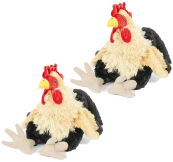 Semo 2x stuks pluche kip/haan knuffel 23 cm