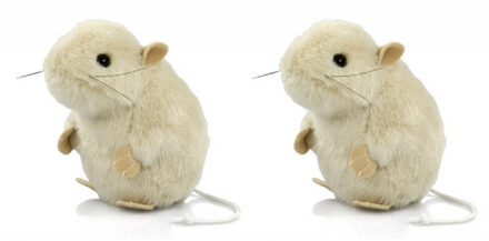 Semo 2x stuks pluche knuffel muis wit 13 cm