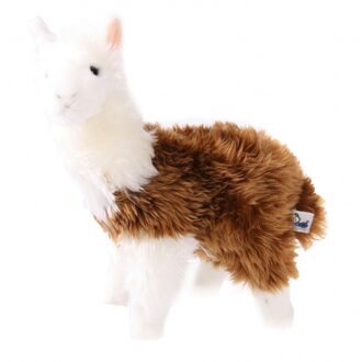 Semo Dierenknuffel pluche Lama - 28 cm - knuffel dieren - bruin en wit - Knuffel boederijdieren Multikleur