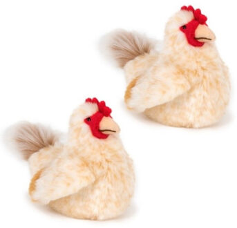 Semo Knuffel Kip - 2x - lichtbruin - pluche - 23 cm - boerderij knuffeldier