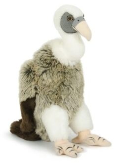 Semo Pluche gier vogel knuffel - wit/grijs - 30 cm - speelgoed - roofvogel - knuffeldier