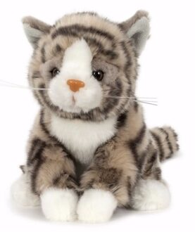 Semo Pluche knuffel kat/poes - Cyperse kat - grijs - 16 cm