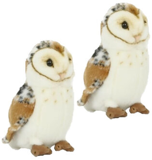 Semo Pluche Knuffel kerkuil - 2x - knuffel kerkuil - pluche stof - 20 cm - vogel knuffels