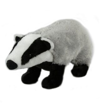 Semo pluche knuffeldier - Das - grijs/zwart - 33 cm - knuffels Multi