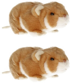 Semo Pluche knuffeldier hamster - 2x - 18 cm - speelgoed dieren hamsters - knaagdiertje