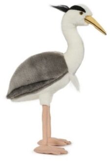 Semo Pluche reiger knuffel vogel - 33 cm - speelgoed - Dierenknuffels Grijs