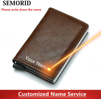 SEMORID 2020 Business ID Credit Card Holder Men and Women Metal RFID Vintage Aluminium Box PU Leather Card Wallet Note Carbon