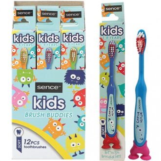 Sence Kindertandenborstel - Brush Buddy - Willekeurige Kleur - 3-8 Jaar Groen / Oranje