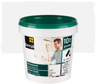 Sencys Buitenmuurverf Muurverf - Mat - Wit - 1l