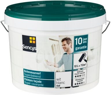 Sencys Buitenmuurverf Superdekkend Mat Wit 10l