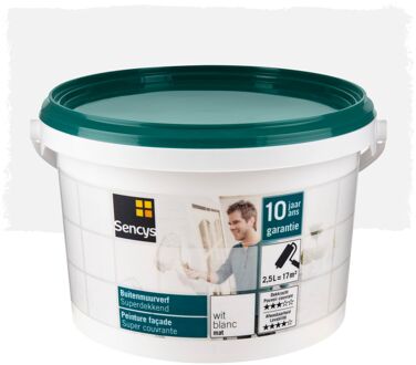 Sencys Buitenmuurverf Superdekkend Muurverf - Mat - Wit - 2,5l