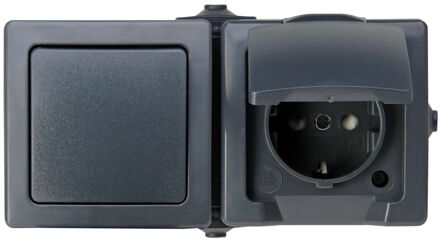Sencys Combinatie Wisselschakelaar/stopcontact Horizontaal Denver Geaard Antraciet