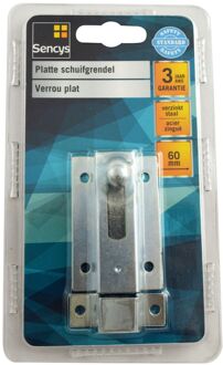 Sencys Deurgrendel Plat - Verzinkt Staal - 60 Mm