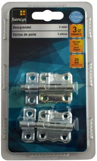 Sencys Deurgrendel Verzinkt Staal Grijs 35mm 2st