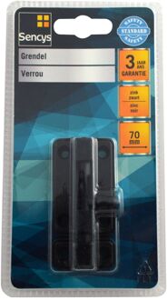 Sencys Deurgrendel - Verzinkt Staal Zwart - 70 Mm