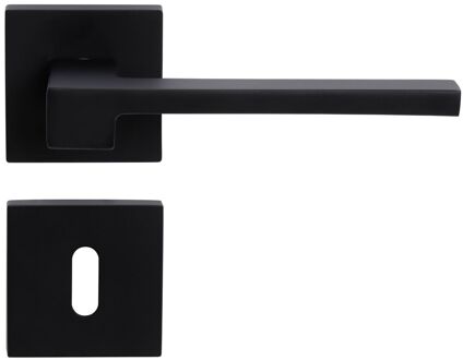 Sencys Deurkruk Op Rozet Berlin - Aluminium - Zwart Gelakt - Sleutelgat - Vierkant Rozet - 128 Mm