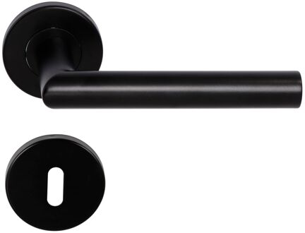 Sencys Deurkruk Op Rozet Black Forest-i - Roestvrij Staal - Zwart Gelakt - Sleutelgat - 130 Mm