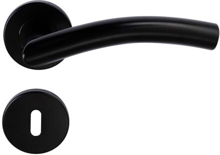 Sencys Deurkruk Op Rozet Black Forest-ii - Rvs - Zwart Gelakt - Sleutelgat - 135 Mm