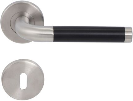 Sencys Deurkruk Op Rozet Broadway - Roestvrij Staal - Zwart Geborsteld - Sleutelgat - 145 Mm