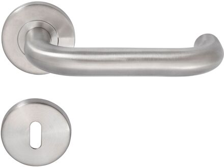 Sencys Deurkruk Op Rozet Brooklyn - Roestvrij Staal - Metaal Geborsteld - Sleutelgat - 150 Mm