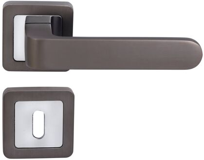 Sencys Deurkruk Op Rozet Parma - Aluminium - Grijs Gelakt - Sleutelgat - Vierkant Rozet - 125 Mm