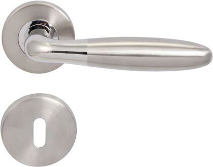 Sencys Deurkruk Op Rozet Queens - Roestvrij Staal - Metaal Geborsteld - Sleutelgat - 140 Mm