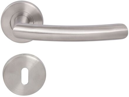 Sencys Deurkruk Op Rozet Radio City - Roestvrij Staal - Metaal Geborsteld - Sleutelgat - 148 Mm