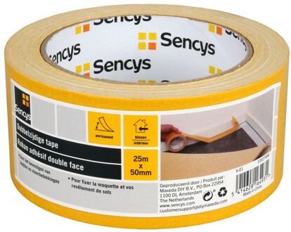 Sencys Dubbelzijdige Tape - Bruin - 25m X 50mm