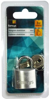 Sencys Hangslot Met Sleutel - Aluminium Voor Koffer En Kluisje - Behuizing 30mm