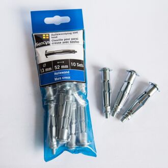 Sencys Hollewandplug Met Bout Staal - Diam. 13x52mm - 10 Stuks