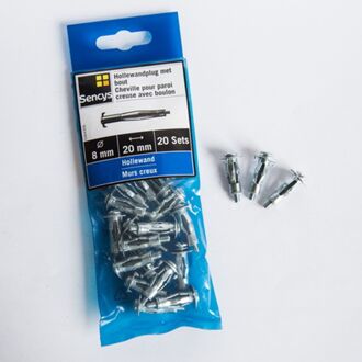 Sencys Hollewandplug Met Bout Staal - Diam. 8x20mm - 20 Stuks