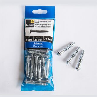 Sencys Hollewandplug Met Bout Staal - Ø 8x38mm - 20 Stuks