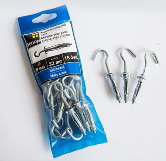 Sencys Hollewandplug Met Haak Staal - Ø 8x32mm - 15 Stuks