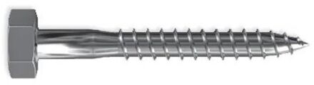Sencys Houtdraadbout Rvs Zeskantkop - M8x60mm - 10 Stuks