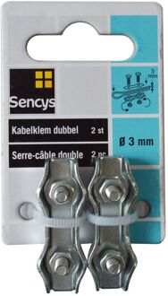 Sencys Kabelklem Dubbel - Gegalvaniseerd - Diam. 3mm - 2 Stuks