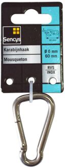 Sencys Karabijnhaak - Rvs - Diam. 6x60mm