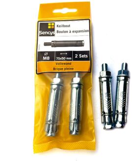Sencys Keilbout Staal - Diam. M8x75mm - 2 Stuks