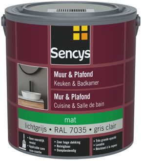 Sencys Keuken & Badkamer Muurverf - Mat - Grijs Ral 7035 - 2,5l