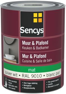 Sencys Keuken & Badkamer Muurverf - Mat - Witt Ral 9010 - 1l