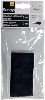 Sencys Klittenband Zelfklevend Zwart 9x5cm 2st.
