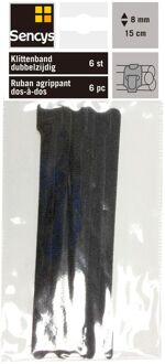Sencys Klittenband - Zwart - 0,15m X 8mm - 6 Stuks