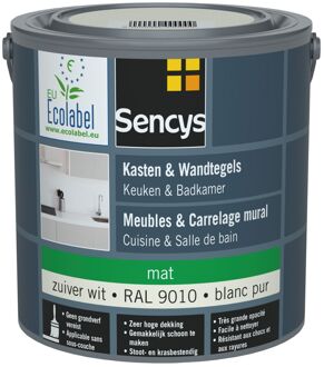 Sencys Lak Voor Wandtegels & Meubels, Keuken & Badkamer 2,5l Ral9010 Mat