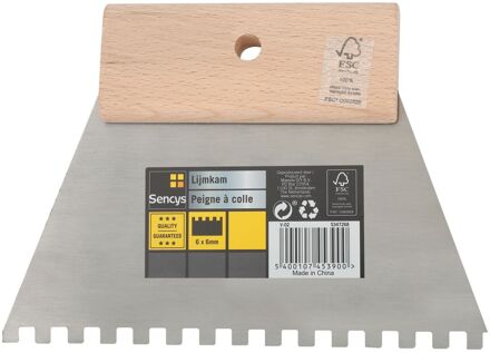 Sencys Lijmkam 18cm, Tanden 6x6mm