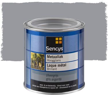 Sencys Metaallak Hoogglans Zilvergrijs 250ml