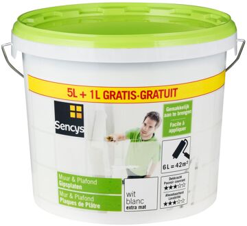 Sencys Muur & Plafond Muurverf - Extra Mat - Wit - 6l