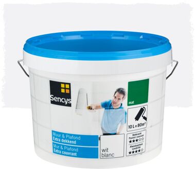 Sencys Muur & Plafond Muurverf - Mat - Wit - 10l