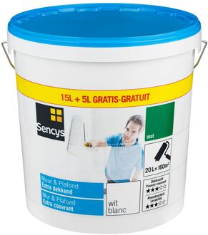 Sencys Muur & Plafond Muurverf - Mat - Wit - 20l